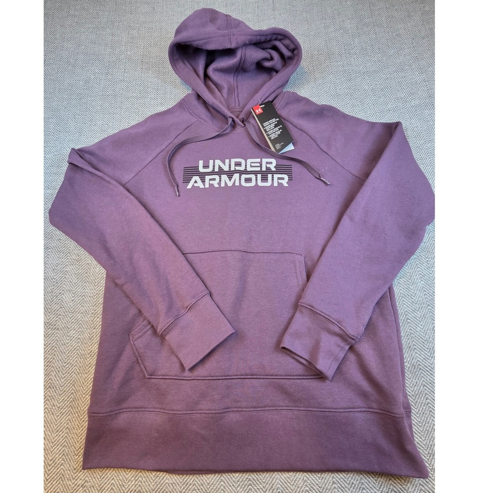 Under Armour Womens Purple HeatGear Loose Pullover Hoodie Logo 1360262 Small NEW